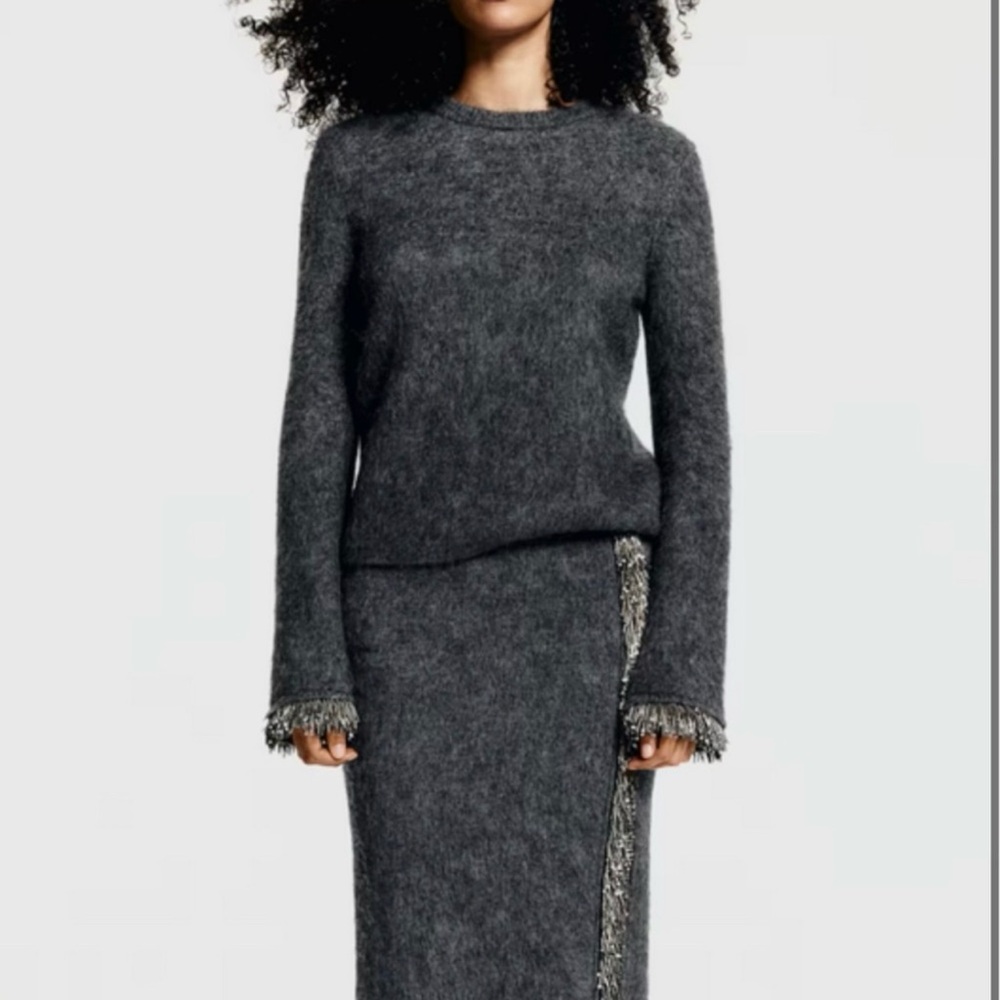 H&M Edition Beaded Detail Maxi dark grey sweater and skirt!